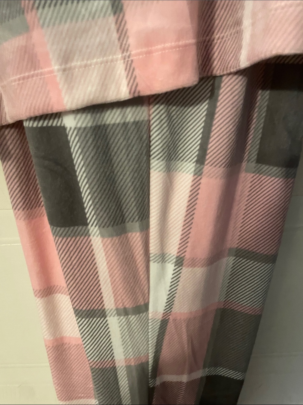 Joy Spun Cozy Plaid woman’s Pajama Set - Pink & Gray - Picture 8 of 9
